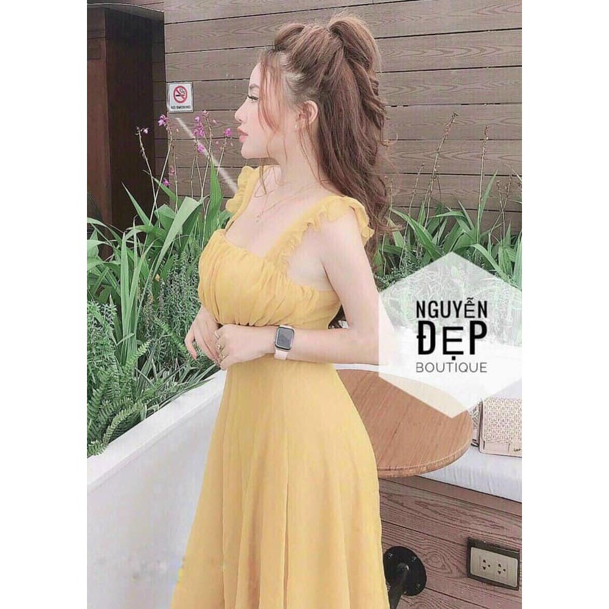 Đầm Xòe Voan Nhún Bèo Cao Cấp