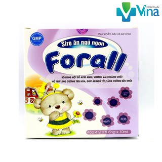 Siro Ăn Ngủ Ngon FORALL- Giúp trẻ ngủ ngon, thèm ăn - Hộp 4 vỉ x 5 ống 10ml