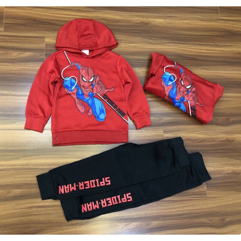 Bộ nỉ dài áo hoodie người nhện cho bé trai 3-4 tuổi