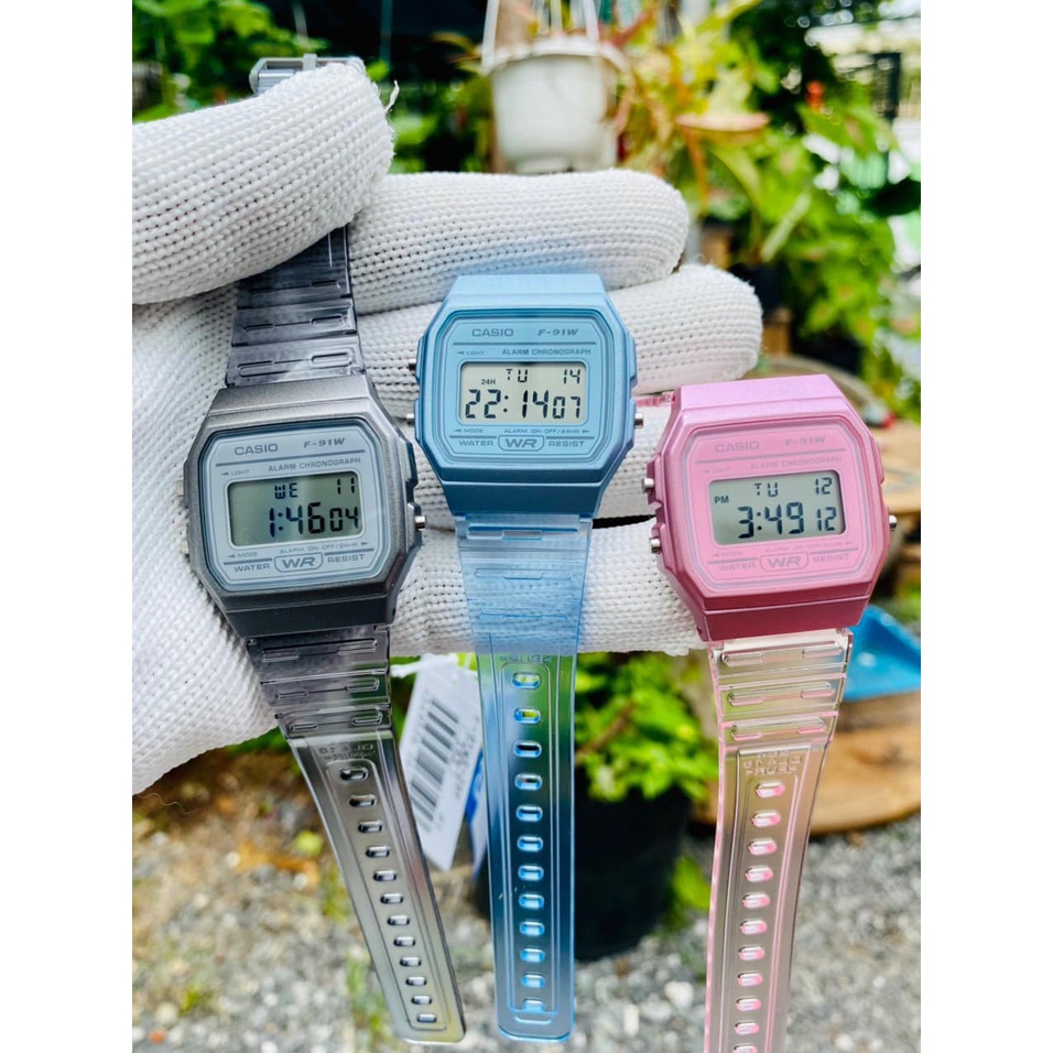Đồng hồ Unisex Casio F-91WS, đồng hồ chính hãng, dây nhựa dẻo các màu - Mẫu mới 2022