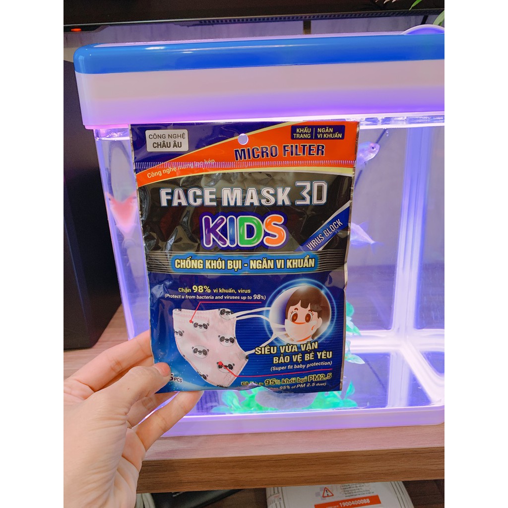 Túi 5 chiếc khẩu trang trẻ em Face 3D Mask bảo vệ sức khỏe cho bé từ 3 đến 9 tuổi | BigBuy360 - bigbuy360.vn