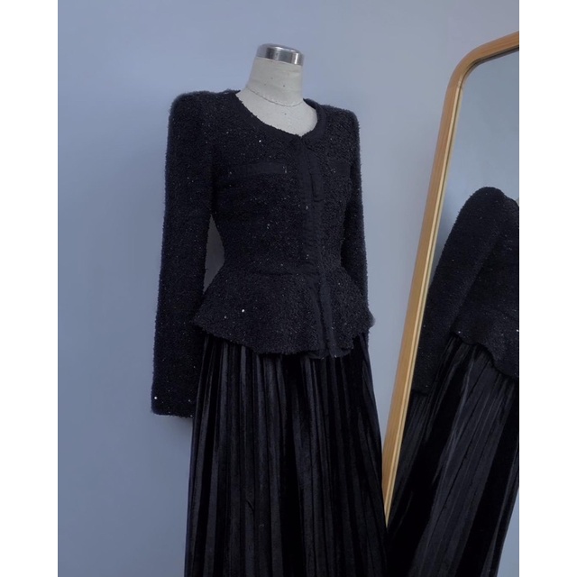 Set 2hand Tweed + chân váy nhung xếp li