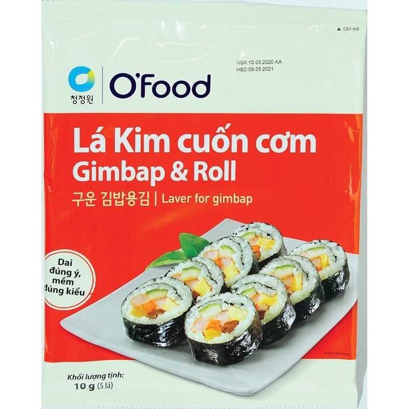 LÁ KIM CUỐN CƠM GIMBAP & ROLL O’FOOD GÓI 5 LÁ x 10G