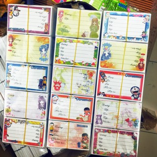 1000 cái nhãn vở hoạt hình có keo dán sẵn, nhãn vở học sinh