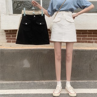 Chân Váy Kaki Cạp Cao 2 Túi Hộp