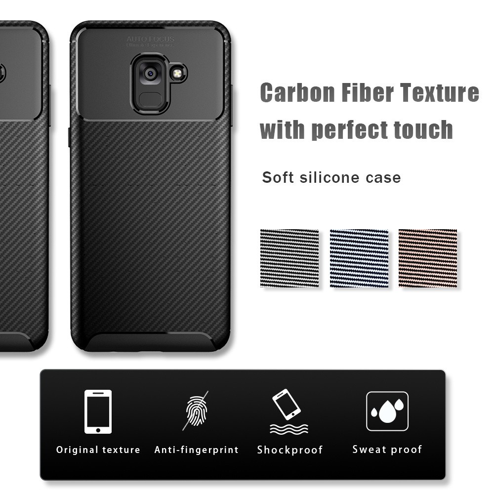 Ốp điện thoại UFlaxe bằng silicon mềm sợi carbon chống va đập thời trang cho Samsung A7 A8 Plus 2018 Galaxy A10e A20e