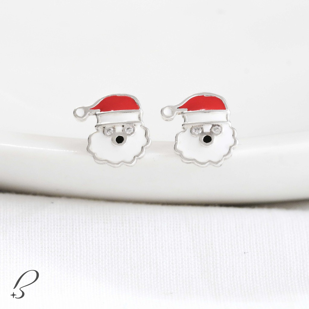 Bông Tai Nữ Bạc 925 BLING IT Họa Tiết Hình Ông Già Noel Dễ Thương - BIBT344