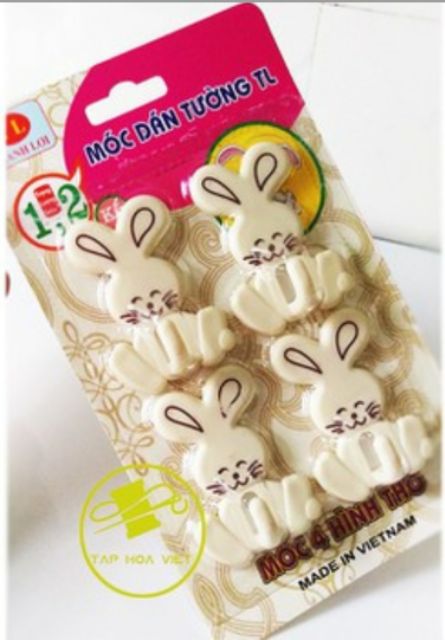 6 vỉ móc dính tường con thỏ ( 1 vỉ 4 cái)