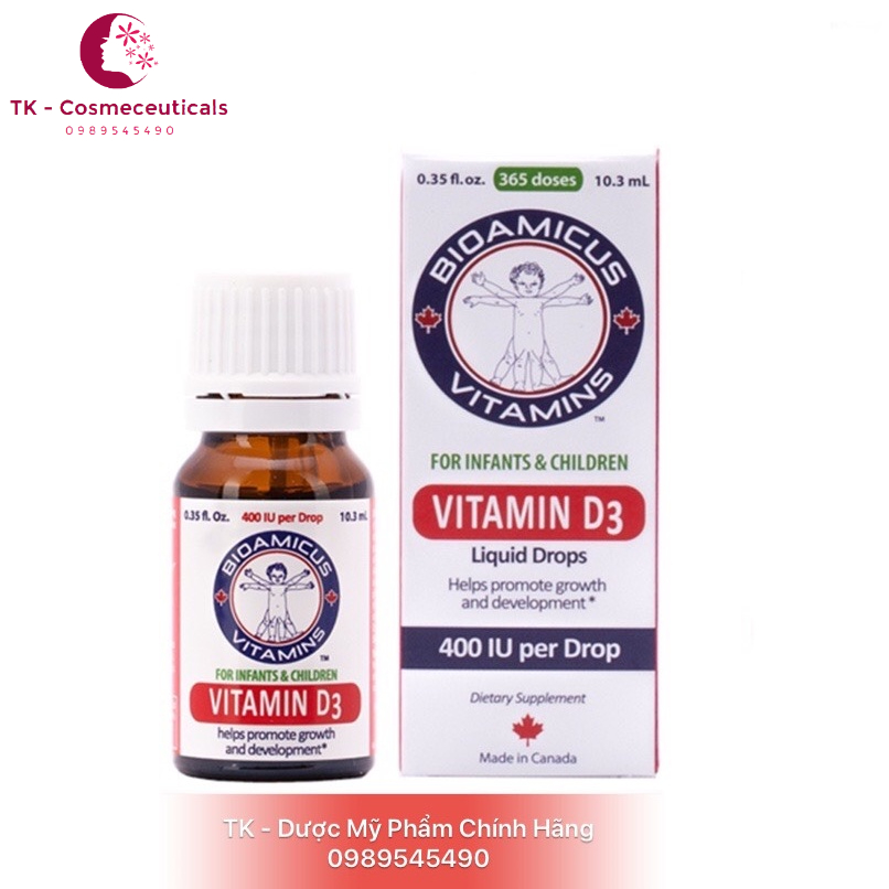 Bioamicus Vitamin D3 Bổ Sung Vitamin D3 Cho Cơ Thể, Tăng Cường Hấp Thu Calcium, Hỗ Trợ Phát Triển Xương, Răng - 10ml