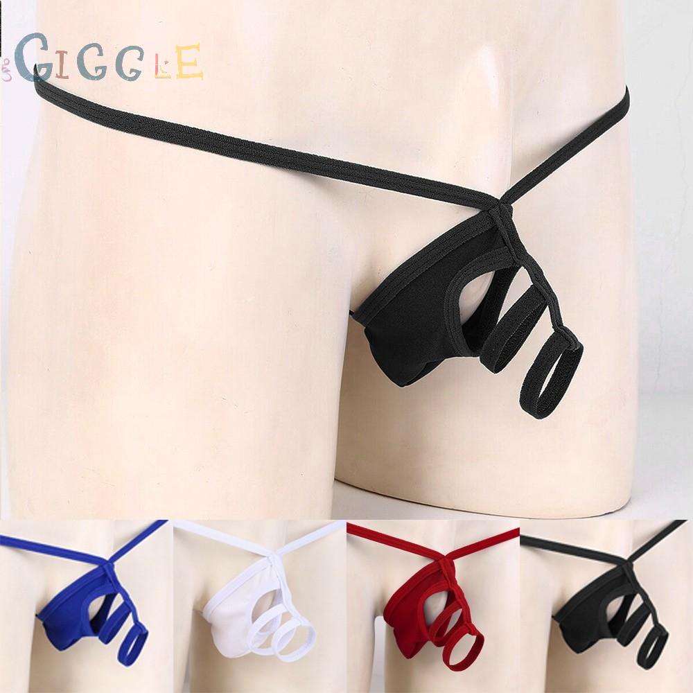 Men Gay C-String Thongs Open Briefs Sexy Soft Breathable See Through Underwear