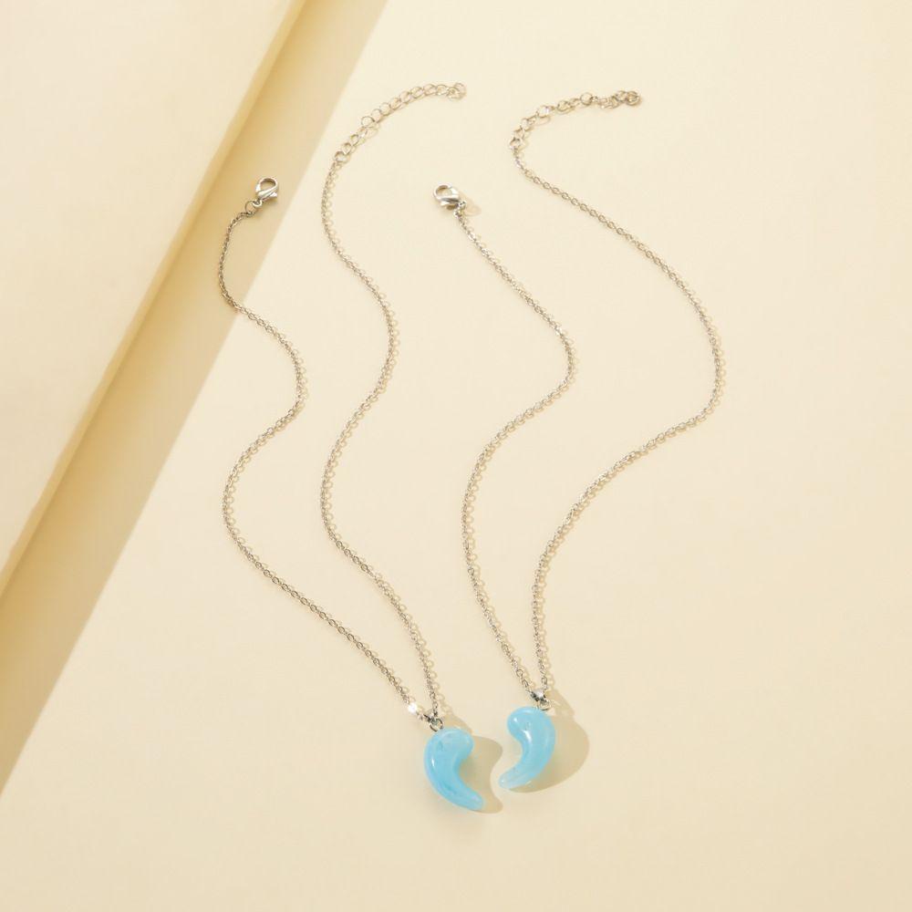 Set 2 Vòng cổ Mặt Đá Resin Hình Giọt Nước Phong Cách Mới Cho Cặp Đôi