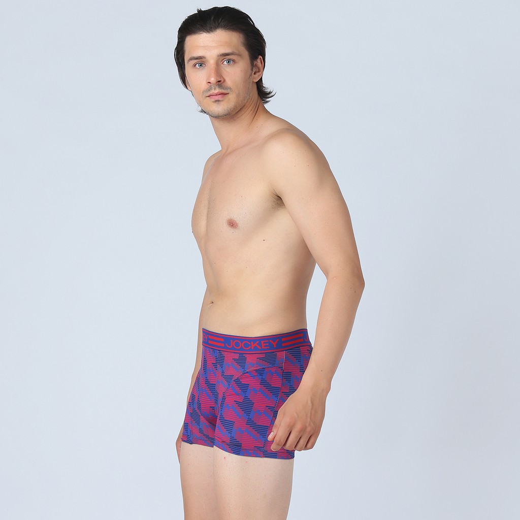 Quần Lót Nam Jockey Dáng Trunk Boxer Họa Tiết Thun Lạnh Xanh In Đỏ Kháng Khuẩn Cao Cấp - J7387