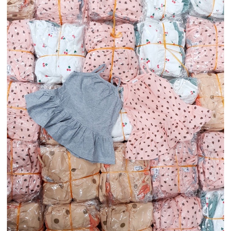 Váy 2 dây cho bé, sét 2 váy hai dây HM chất cotton hàng xuất dư cho bé từ 8 đến 20kg
