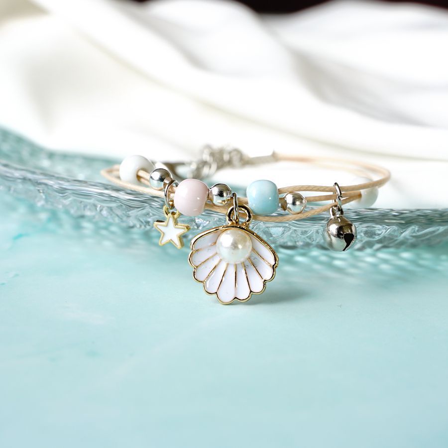 Thời Trang Vòng Tay Dây Thừng Đính Vỏ Sò, Sao Biển Và Ngọc Trai