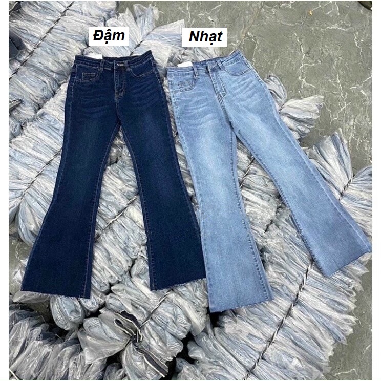 Quần jeans ống pass loe vẩy vừa dáng Hàn cắt gấu QJ637