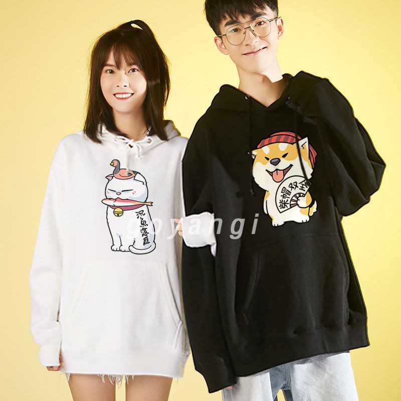 Áo hoodie  Cute Chó Mèo Oversize phong cách hàn quốc