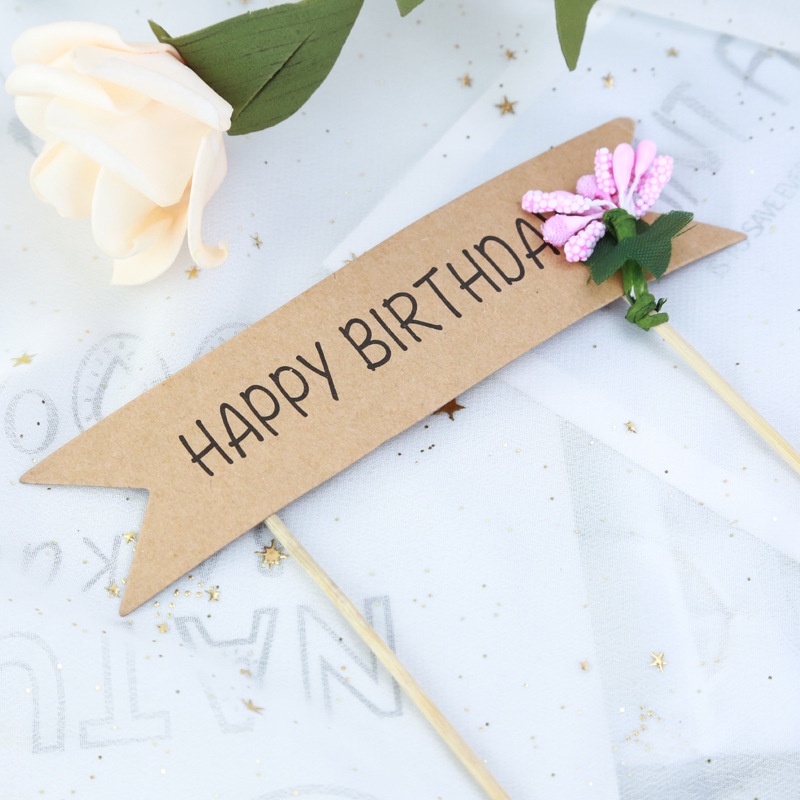 Thanh cắm giấy kraft trang trí bánh sinh nhật sáng tạo