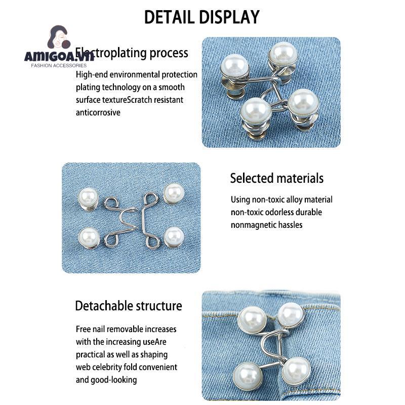 【amigoa.vn】Thắt Lưng Quần Jean Cố Định Cỡ Lớn Có Thể Tháo Rời Với Nút Kim Loại Không Cần Đóng Nút Có Thể Điều Chỉnh