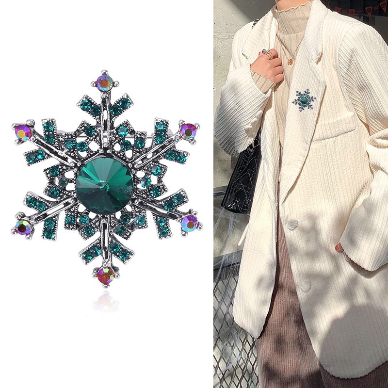 Ghim Cài Áo Hình Bông Tuyết Đính Đá Nhân Tạo Thời Trang