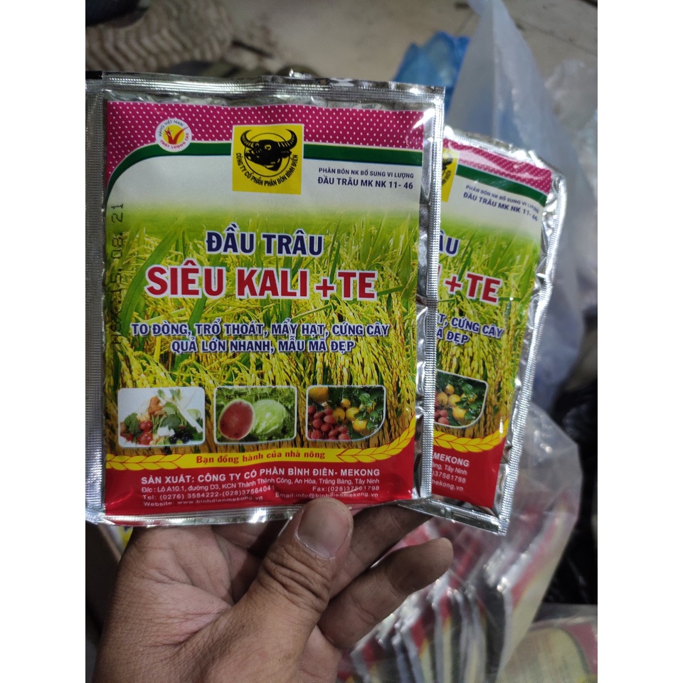 Phân bón SIÊU KALI kali 46 Đâu Trâu giúp cứng cây, bông nở đều, bông to, màu sắc đẹp gói 25gr