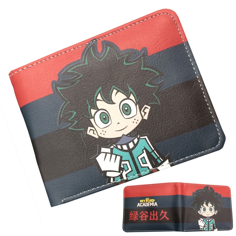 Ví Da PU Ngắn Gập Đôi In Hình My Hero Academia Midoriya Izuku Deku Thời Trang Cho Nam Giá Đỡ