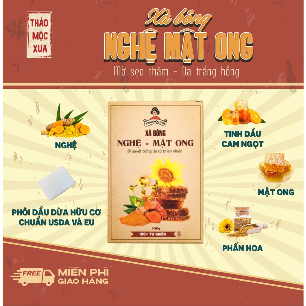 Xà bông nghệ mật ong Thảo Mộc Xưa giúp làm sạch sâu, da trắng sáng và mờ thâm sẹo 100gr | BigBuy360 - bigbuy360.vn