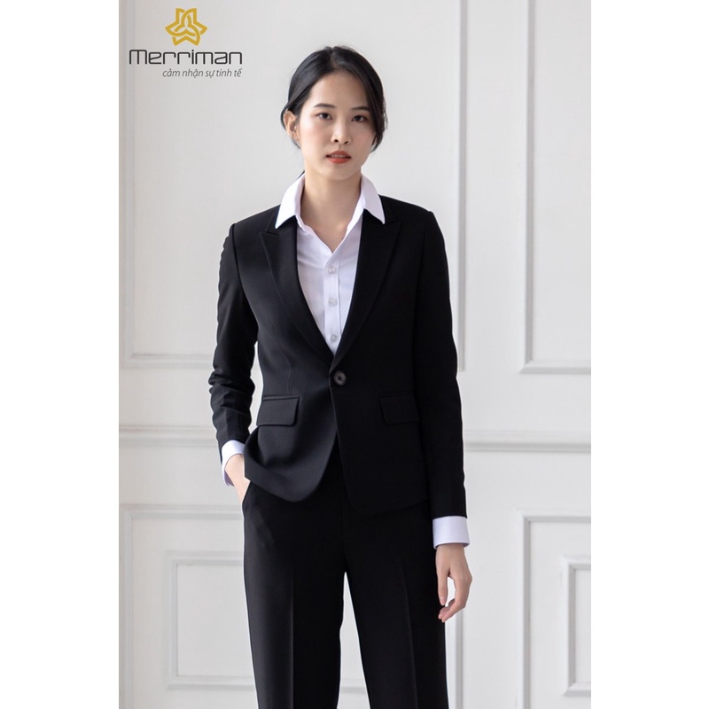 Áo vest nữ công sở cao cấp Merriman mã THWV2 màu đen