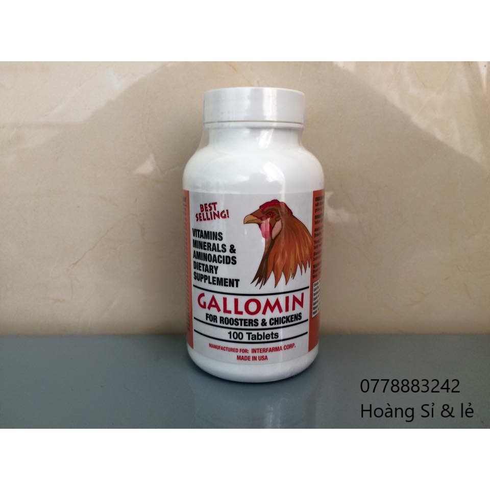 Thuốc nuôi Gallomin (100v) tăng bo, thể lực cho gà đá - Thuốc chiến kê.