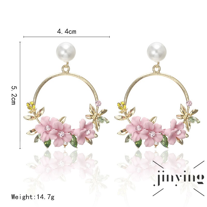 GETNOIVAS Khuyên tai hoa đính ngọc trai phong cách Hàn Quốc thanh lịch dành cho nữ