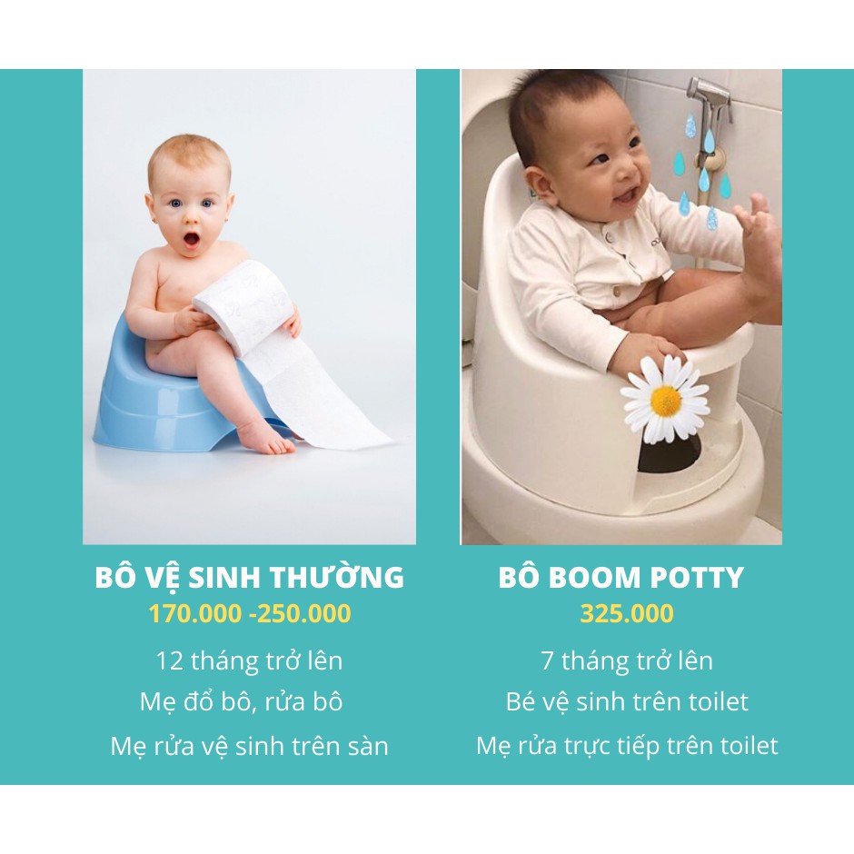 [ + QUÀ TẶNG ] Bô Boom Potty, Bô Rửa Vệ Sinh Đa Năng Cho Bé - Boom Potty