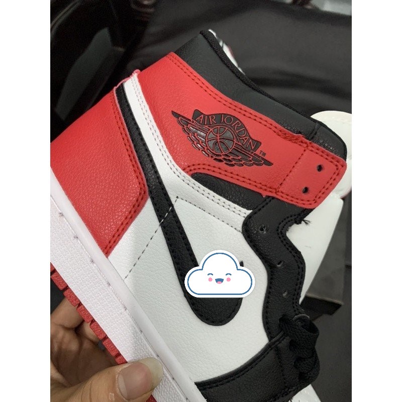 Giày thể thao air Jordan đỏ đen cổ cao, Giày JD1 high OG Black Toe màu đỏ nam nữ cực xinh phong cách