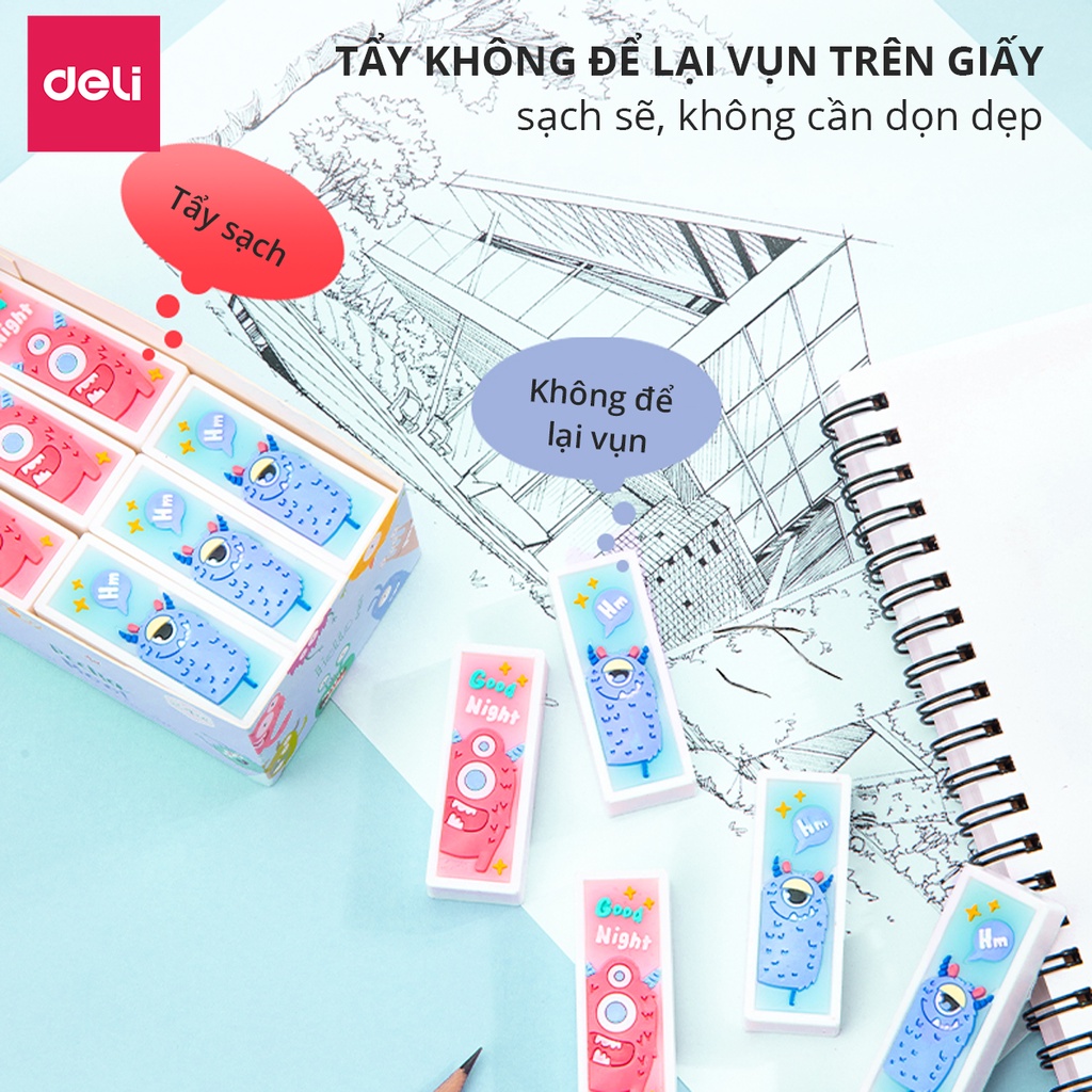 Gôm tẩy họa tiết quái vật nhỏ Deli - Mềm dẻo, chắc chắn và hạn chế để lại vụn tẩy - 71134