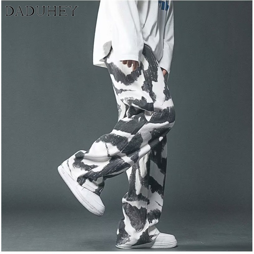 DaDuHey Men's 2022 New Autumn Loose Camouflage Cargo Pants Ins Trendy Fashion Tie-Dyed Casual Pants