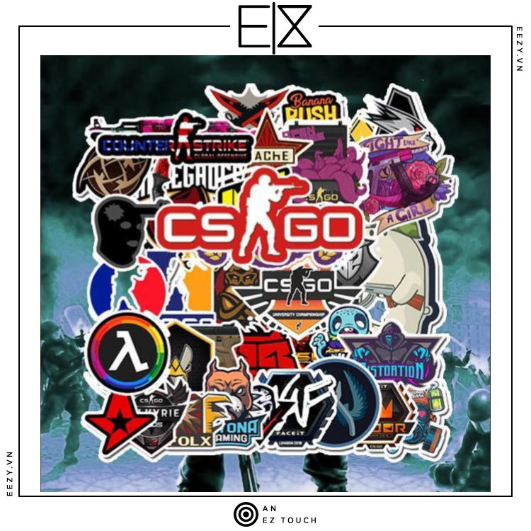 SET 50 MIẾNG STICKER CSGO COUNTER-STRIKE CHỐNG NƯỚC DÁN NÓN BẢO HIỂM, LAPTOP, VALI, TỦ, BÀN HỌC, XE MÁY