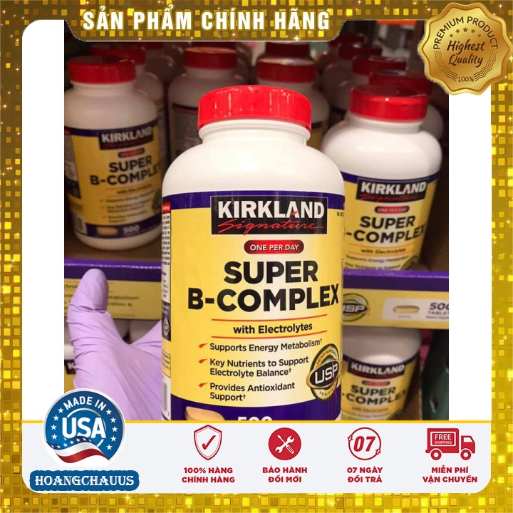 Viên uống bổ sung Vitamin tổng hợp Super B-Complex with Electrolytes Kirkland