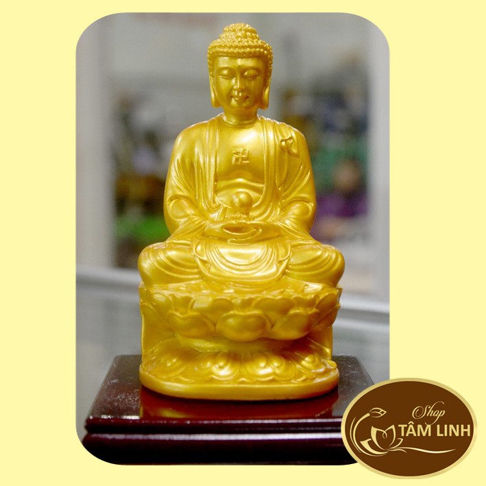 Tượng Đức Phật A Di Đà Cao 11cm Tay Cầm Ngọc - Nhiều mẫu