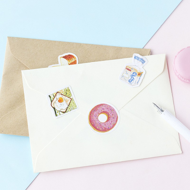 Set 46 miếng sticker hình bánh mì//bánh donut size nhỏ 44mm dán trang trí xinh xắn a6422