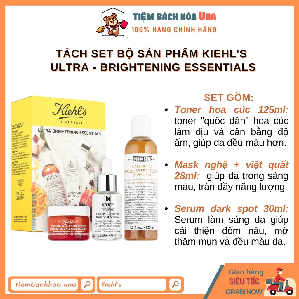 [Nhiều sản phẩm] Tách set sản phẩm Kiehl's Toner hoa cúc, Sữa rửa mặt hoa cúc, Kem cúc, mặt nạ nghệ Kiehl's | WebRaoVat - webraovat.net.vn