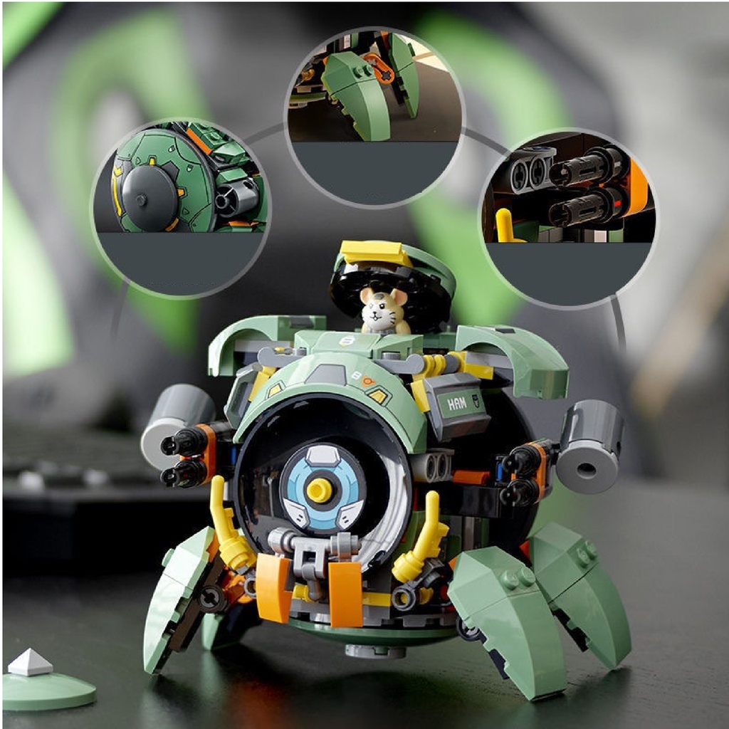 Đồ Chơi Lắp Ráp verwatch Mô Hình Wrecking Ball (Hammond) Chuột Hamster, Người Sắt, Đội Trưởng Mỹ 12in1