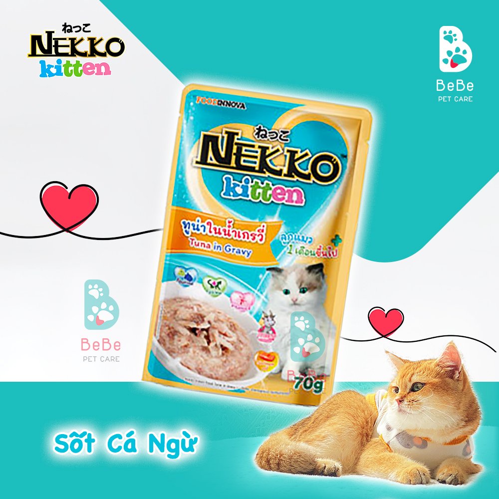 Pate NEKKO Kitten Dòng Mới Cho Mèo Con Từ 2 - 12 Tháng Tuổi - Gói 70gr Nhập Khẩu Thái Lan
