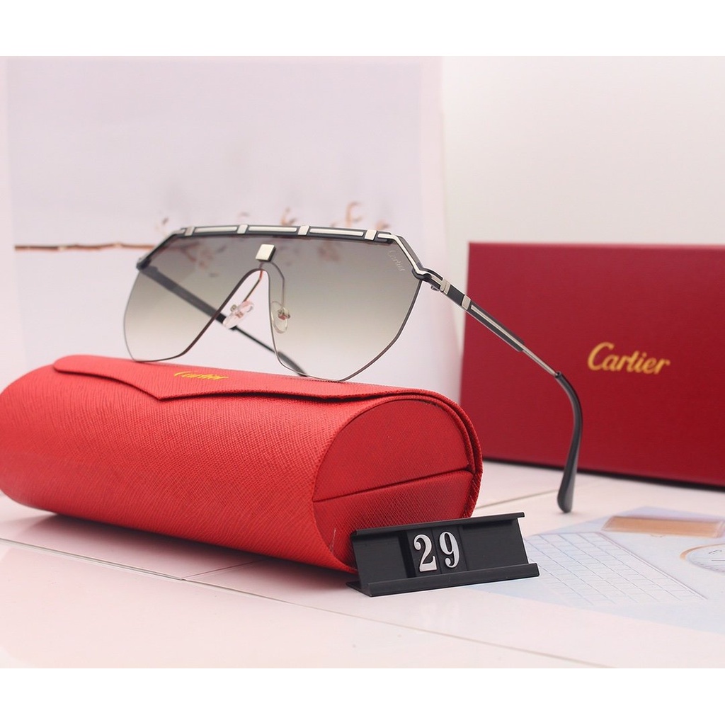 Cartier_ 2021 Mới Thời trang Hàn Quốc Khung lớn Màu phim Kính râm Nam và Nữ Xu hướng Cặp đôi Đường phố Chụp Trăm Phù hợp Trang trí Thời trang Du lịch Kỳ nghỉ Chống tia cực tím Kính râm đi biển