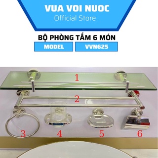 Kệ phòng tắm phụ kiện 6 món inox vvn625