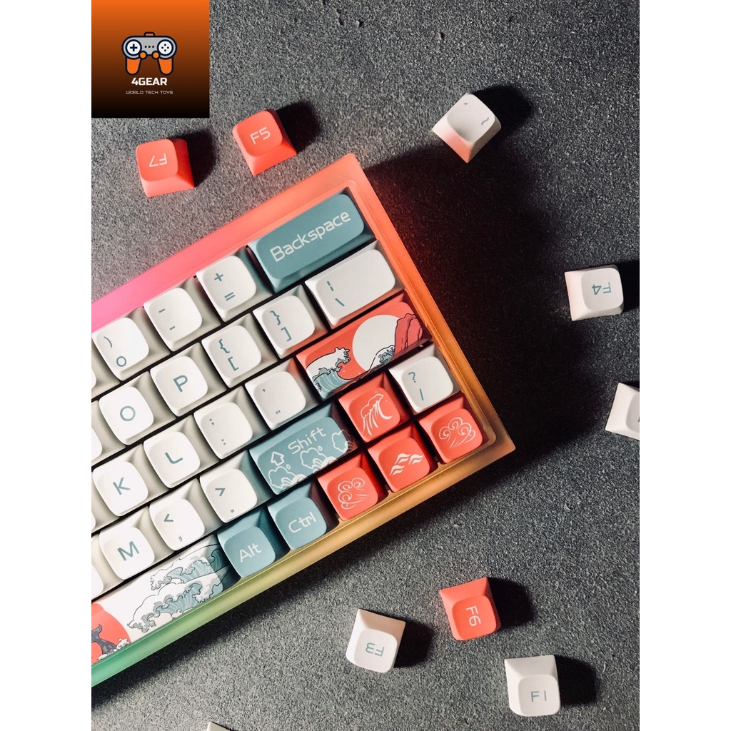 Keycap XDA Coral Sea in nhiệt dyesub, nhựa PBT dày, 117 nút bàn phím cơ