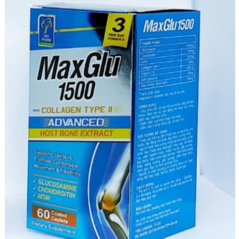 Viên bổ khớp Maxglu 1500 cao xương ngựa bạch- Hỗ trợ tái tạo mô sụn khớp, giảm thoái hóa khớp, viêm khớp (60 viên)