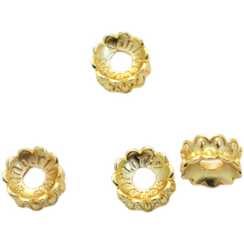 Hạt Xâu Làm Trang Sức Thủ Công Hai Mặt Màu Vàng Đồng 18K Lỗ Lớn diy