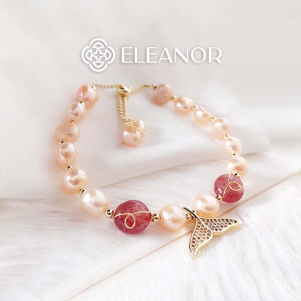 Lắc Tay Nữ Eleanor Ngọc Trai Nhân Tạo Màu Hồng Gắn Charm Đuôi Cá Dễ Thương - SP000630