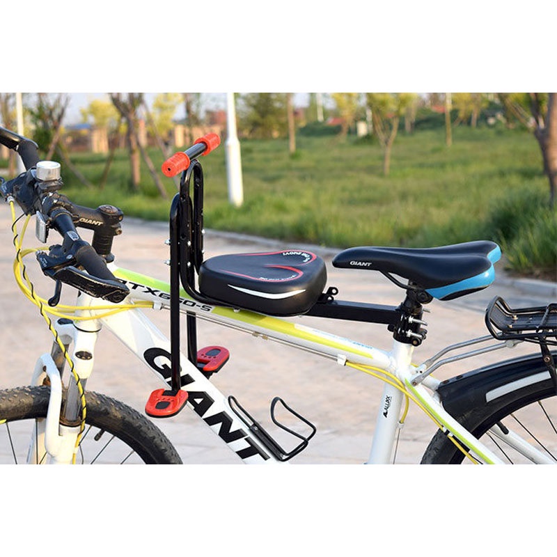 Ghế trẻ em có thể tháo rời phía trước xe đạp với tay vịn và bàn đạp