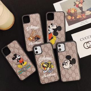 Disney Ốp Điện Thoại Da Thêu Họa Tiết Chuột Mickey Và GUCCI Sang Trọng Cho Iphone 11 xr xsmax x 8plus