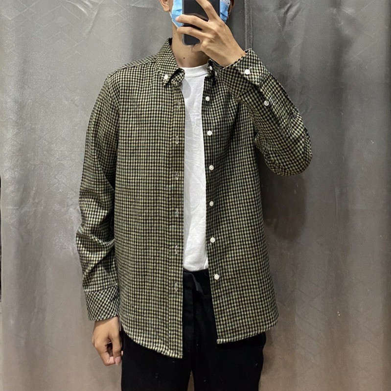 2HAND - ÁO SƠ MI FLANNEL KẺ CARO MÀU ĐỎ XANH ĐEN SIZE S MỚI 99%