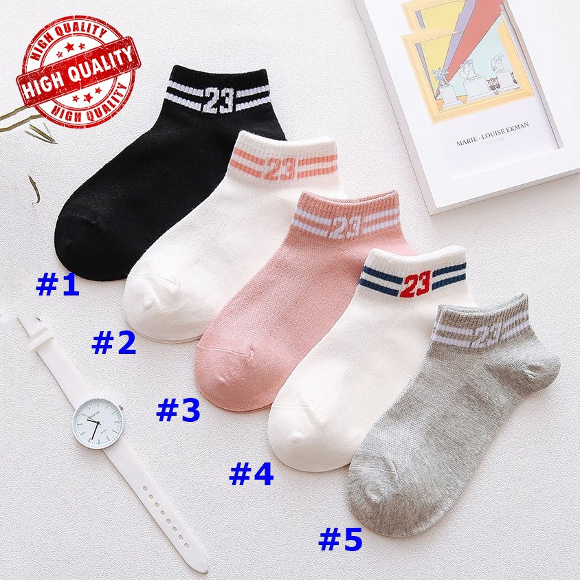 Tất Vớ Ngắn Nữ Cổ Số 23 siêu đẹp - Tất Vớ Ngắn Cute 5 Màu Phong Cách Hàn Quốc